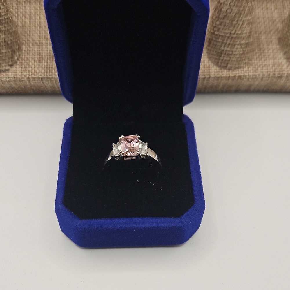 Source Unknown Silver Ring with Pink Gemstone